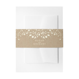 Baby's Breath Gold Kraft Wedding Invitation Belly Band