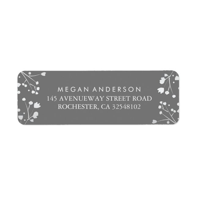 Baby's Breath Grey and Silver Wedding Label (Front)