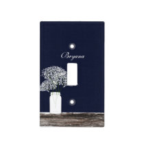 Baby's Breath in Mason Jar Rustic Blue Light Cover