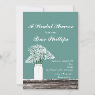 Baby's Breath in Mason Jar Rustic Invitations