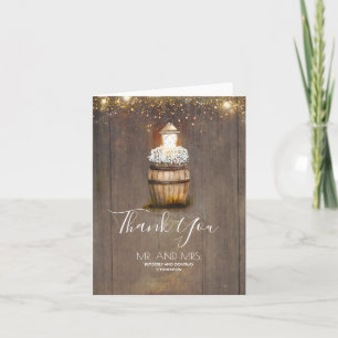 Baby's Breath Lantern Rustic Wedding Thank You Card