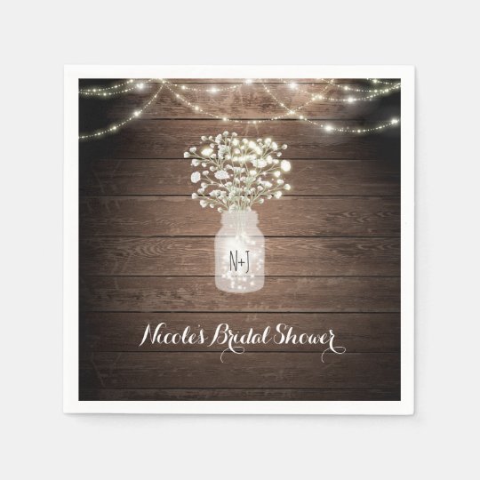 Baby S Breath Lights Rustic Wedding Reception Paper Napkin