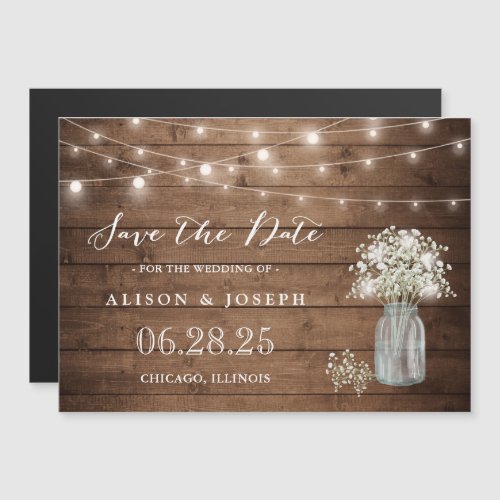 Babys Breath Lights Save the Date Magnetic Card