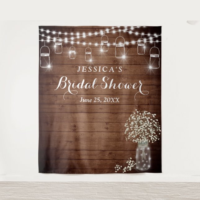 Baby's Breath Mason Jar Bridal Shower Backdrop (Front)