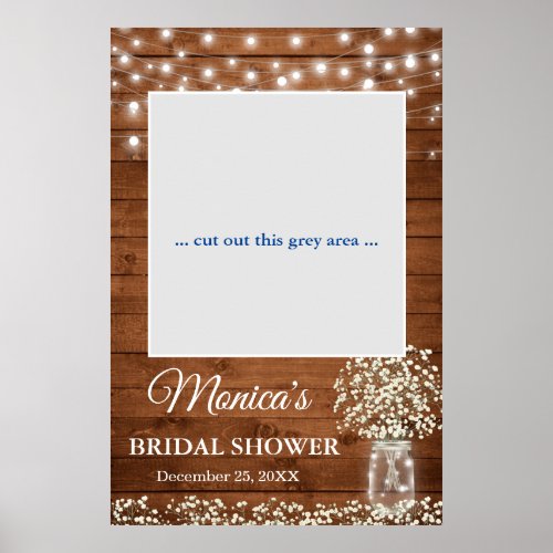 Babys Breath Mason Jar  Bridal Shower Photo Prop Poster