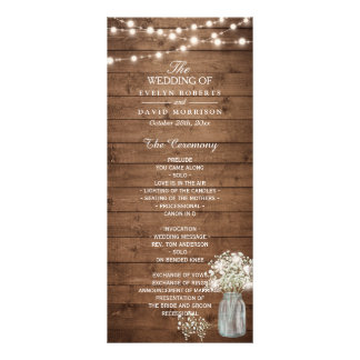 Baby's Breath Mason Jar Lights Wedding Program