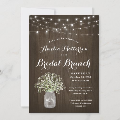 Babys Breath Mason Jar Rustic Bridal Brunch Shower