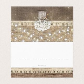 Baby's Breath Mason Jar Rustic Burlap Lace Place Card
