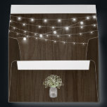 Babys Breath Mason Jar Rustic Fairy Lights Wedding Envelope<br><div class="desc">Design features a country rustic watercolor wood grain background with elegant fairy twinkle string lights. Template also features a mason jar filled with baby's breath. You can change the demo initials on the jar to your very own. Use a white paint pen found at most big box stores in the...</div>