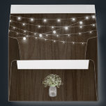 Babys Breath Mason Jar Rustic Fairy Lights Wedding Envelope<br><div class="desc">Design features a country rustic watercolor wood grain background with elegant fairy twinkle string lights. Template also features a mason jar filled with baby's breath. You can change the demo initials on the jar to your very own. Use a white paint pen found at most big box stores in the...</div>