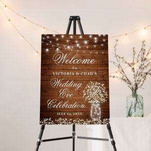 Baby's Breath Mason Jar Rustic Rehearsal Dinner Foam Board