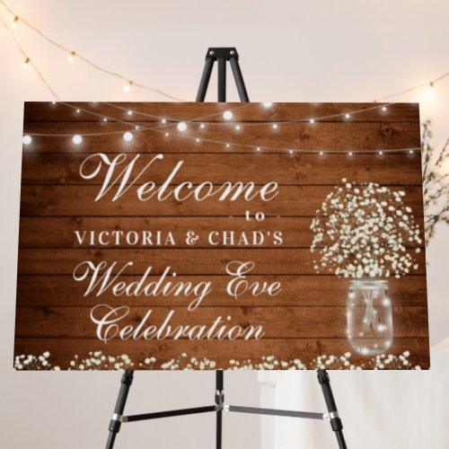 Babys Breath Mason Jar Rustic Rehearsal Dinner Foam Board