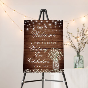 Baby's Breath Mason Jar Rustic Rehearsal Dinner Foam Board