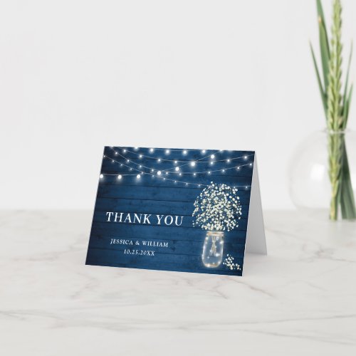 Babys Breath Mason Jar Rustic Watercolor Thank You Card