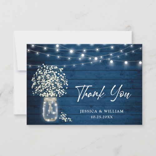 Babys Breath Mason Jar Rustic Watercolor Thank You Card