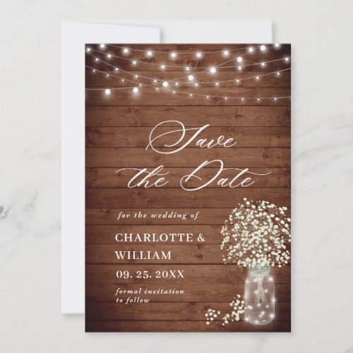 Baby's Breath Mason Jar Rustic Wedding QR code