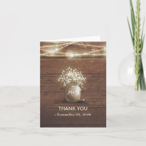 Babys Breath Mason Jar Rustic Wedding Thank You