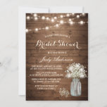 Baby's Breath Mason Jar Rustic Wood Bridal Shower Invitation<br><div class="desc">Create your perfect invitation with this pre-designed templates, you can easily personalize it to be uniquely yours. For further customization, please click the "customize further" link and use our easy-to-use design tool to modify this template. If you prefer Thicker papers / Matte Finish, you may consider to choose the Matte...</div>