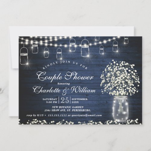 Baby's Breath Mason Jar Rustic Wood Couple Shower