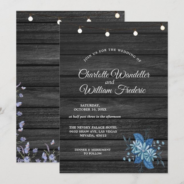 Baby's Breath Mason Jar Rustic Wood Wedding Invita Invitation (Front/Back)