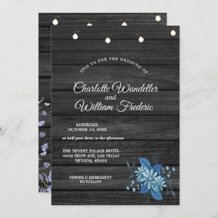 Baby's Breath Mason Jar Rustic Wood Wedding Invita Invitation