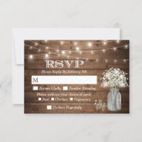 Baby's Breath Mason Jar String Lights Meal RSVP