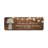 Baby's Breath Mason Jar String Lights Rustic Wood Label