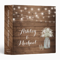 Baby's Breath Mason Jar String Lights Wedding Binder