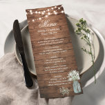 Baby's Breath Mason Jar String Lights Wedding Menu<br><div class="desc">Baby's Breath Mason Jar String Lights Wedding Menu Card 
(1) For further customization,  please click the "customize further" link and use our design tool to modify this template. 
(2) If you need help or matching items,  please contact me.</div>