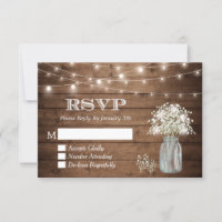 Baby's Breath Mason Jar String Lights Wedding RSVP