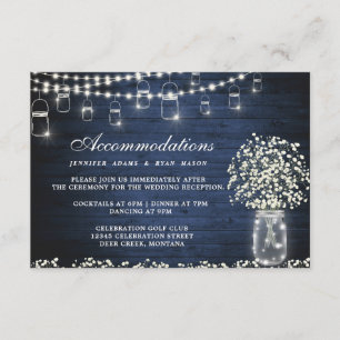 Baby's Breath Mason Jar Wedding Accommodations Enclosure Card