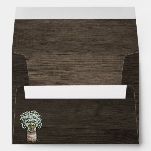 Baby's Breath Mason Jar Wood Wedding Envelopes