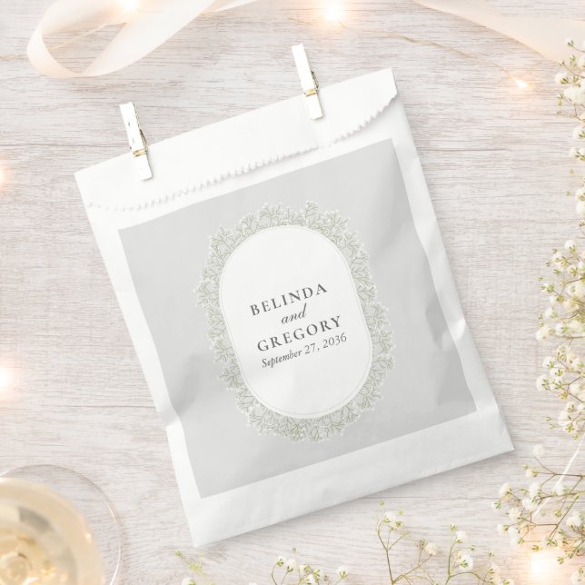 Baby's Breath Monogram Gypsophila Floral Wedding Favor Bag (Clipped)