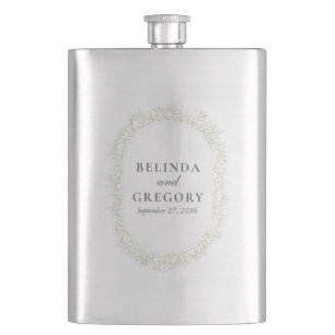 Baby's Breath Monogram Gypsophila Floral Wedding Flask