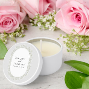 Baby's Breath Monogram Gypsophila Floral Wedding Mini Candle Favors