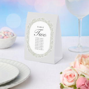 Baby's Breath Monogram Gypsophila Floral Wedding Paper Table Tent