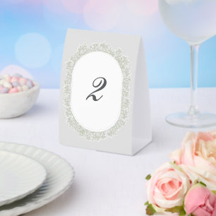 Baby's Breath Monogram Gypsophila Floral Wedding Paper Table Tent