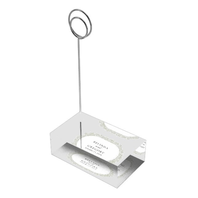 Baby's Breath Monogram Gypsophila Floral Wedding Place Card Holder (Corner)