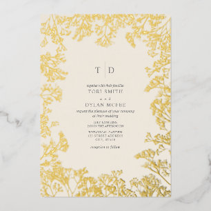 Baby's Breath Monogram Initials Foil Invitation