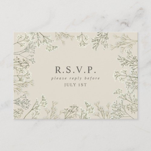 Babys Breath Monogram Wedding RSVP Enclosure Card
