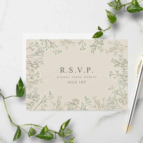 Babys Breath Monogram Wedding RSVP Enclosure Card