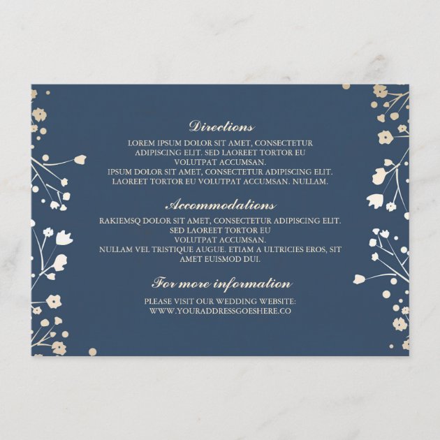 Baby's Breath Navy Wedding Details - Information Enclosure Card