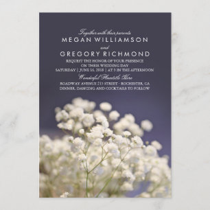 Baby's Breath Navy Wedding Invitations