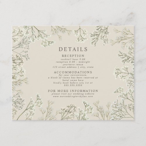 Babys Breath Off White Wedding Details Enclosure Card