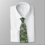 Baby's breath on dark sage green neck tie<br><div class="desc">elegant floral tie</div>