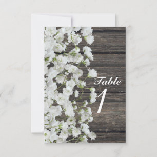 Baby's Breath on Rustic Wood Country Wedding Invitation