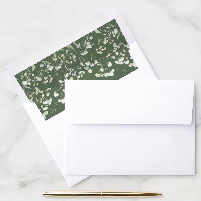 Baby's Breath on Sage Green Envelope Liner (Desk)