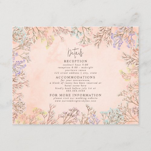 Babys Breath Pastel Watercolor Wedding Details Enclosure Card