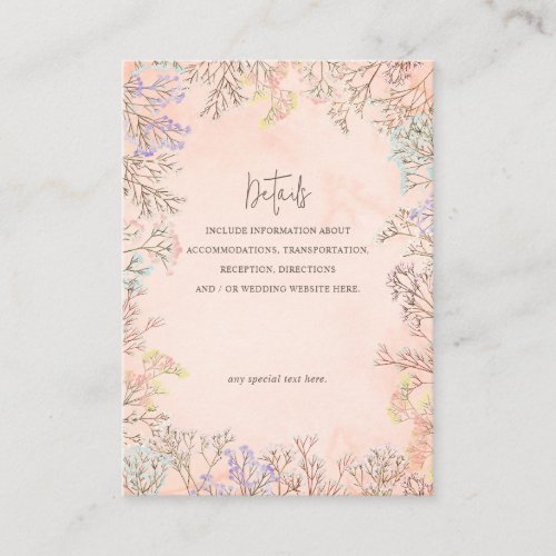 Babys Breath Pastel Watercolor Wedding Details Enclosure Card