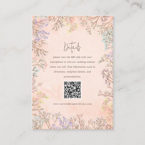 Babys Breath Pastel Wedding Details QR Code Enclosure Card
